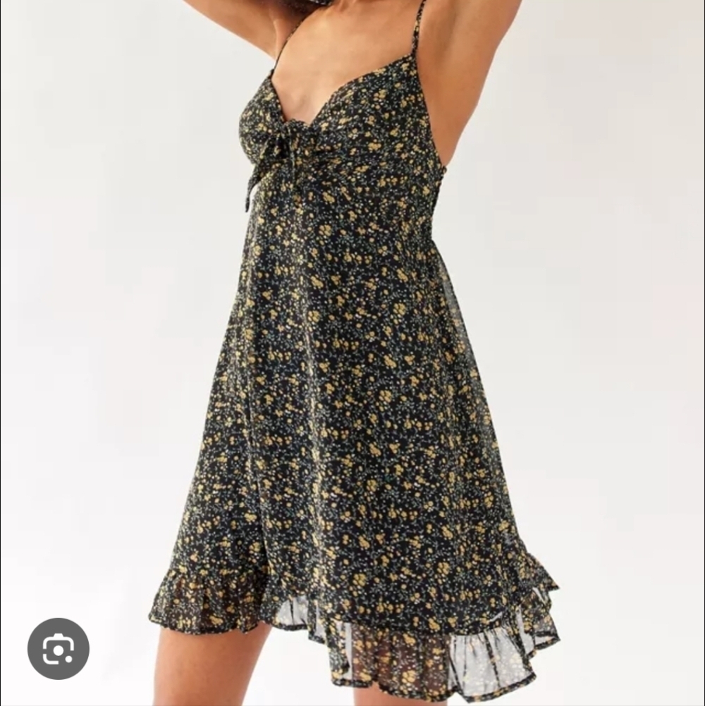 Vici black multicolor floral sleeveless mini babydoll dress